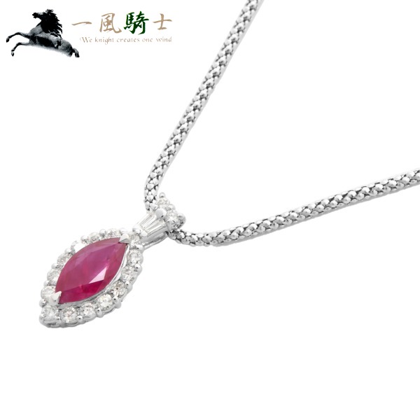 気質アップ ノンブランド ルビー ネックレス Pt900 K18wg ルビー ダイヤモンド 返品送料無料 Kasam Org