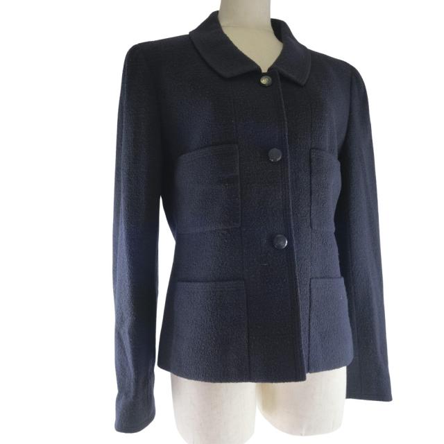 クライマックスセール再値下げ Chanel シャネル Pv ウール 黒 テーラードジャケット レディース ランクa 高速配送 Besttraveljapan Com