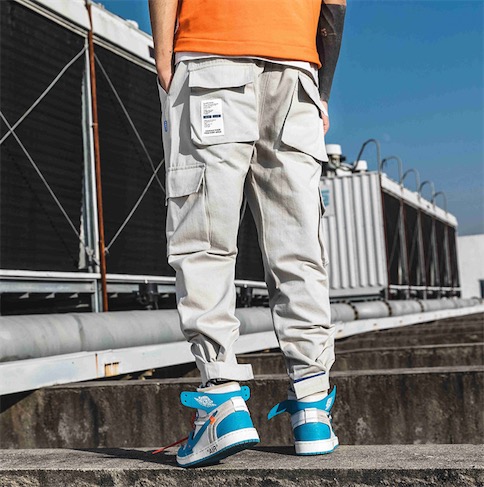 二枚送料無料 メンズ春秋ボトムス サルエルパンツ チノパン ワイドパンツ ゆったり ストレートパンツ 大きいポケット 着回し