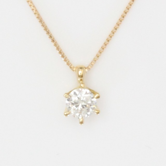 即日発送 K18YG 0.15ct ダイヤモンドネックレス 6本爪 一粒ダイヤ【ジュエリーケース付き】, メイトウク b9e37b64