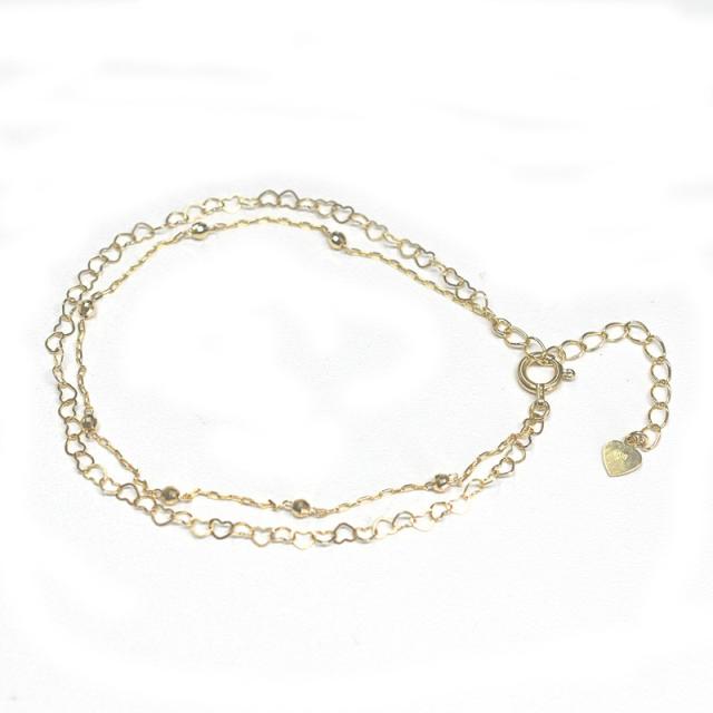 商品割引 K18 18金 ハート アズキ2連ミラーボール ブレスレット 16cm 2cm 約0 95ｇ ストアアクティビテ Triplex Ee