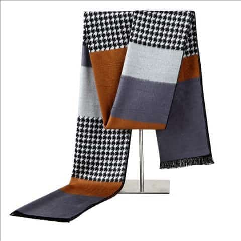 マフラー メンズ 大人 和風 お誕生日プレゼント ギフト ブラウングレー千鳥格子