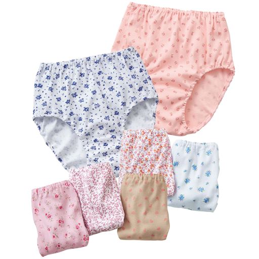 女性下着 レディース ショーツ プリントショーツ 色柄違い7枚組 綿100 はきこみ丈スタンダード M L Ll 2143