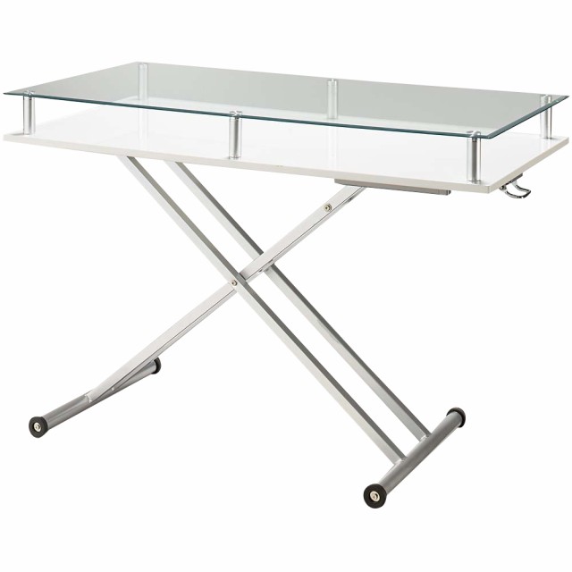 家具 収納 テーブル 机 昇降式テーブル 飛散防止フィルム貼りガラス 二重天板昇降式リフティングテーブル 幅120cm 552014の通販は