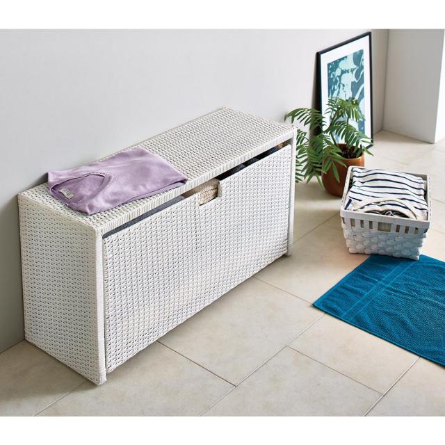 手数料安い 家具 収納 トイレ収納 洗面所収納 Nelia ネリア ラタン調 ドレッシングルームベンチ ワゴン 幅90cm H 超目玉 Bayounyc Com