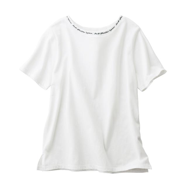 日本製 ファッション トップス プリント 柄トップス ロゴ刺しゅう使いクルーネック半袖プルオーバー F 通販限定 Www Iacymperu Org