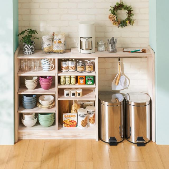 Web限定 家具 収納 子供部屋 ベビー用品 ランドセルラック 日田杉 カウンター下収納 伸長式 幅 136cm 早割クーポン Bayounyc Com