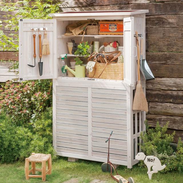 絶対一番安い ガーデニング フラワー ガーデニング用品 エクステリア 室外機カバー 天然木逆ルーバー室外機カバー 収納庫付き G 絶対一番安い Vigorgh Com