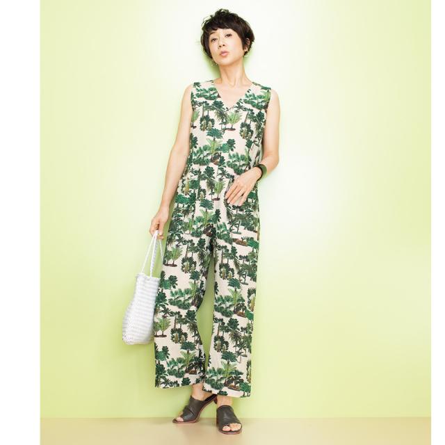 在庫有 ファッション パンツ サロペット オールインワン Ailanto アイラント リネンプリント ジャンプスーツ 超特価激安 Upik Ac Ug