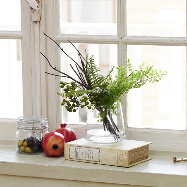 インテリア雑貨 日用品 インテリアグリーン ｃｔ触媒グリーン アートフラワー ベリー Fl6653 ガラストラぺゾイド 超可爱の アジアンタム