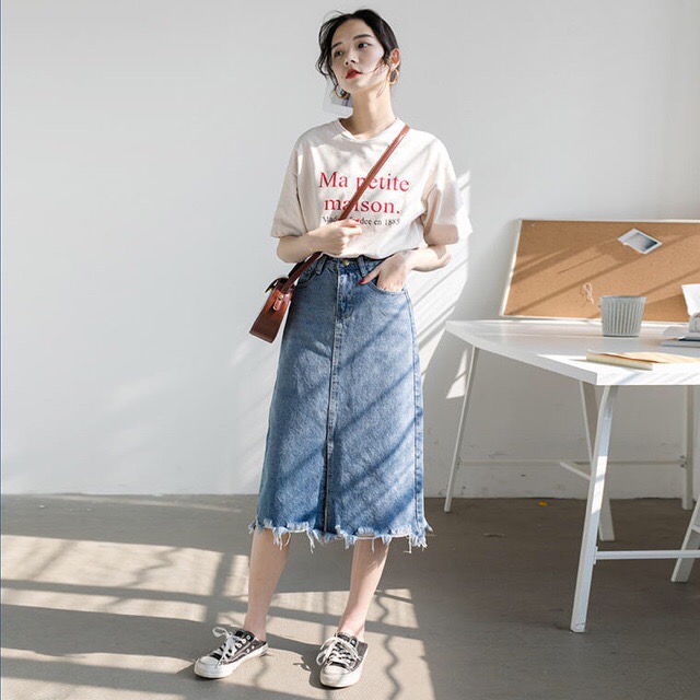 手数料安い 新作 春 夏 秋 デニムスカート ペンシルスカート ミモレ丈 ミディ丈 スリット ダメージ カジュアル シンプル ボトムス 売り尽くしセール Farmerscentre Com Ng