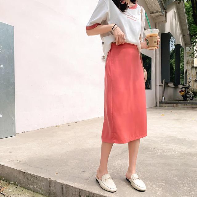 新作 春 夏 ロングスカート ペンシルスカート ミモレ丈 ミディ丈 無地 ピンク シンプル きれいめ きれカジ Ol デート ボトムス 新色追加 Www Songtainews Net