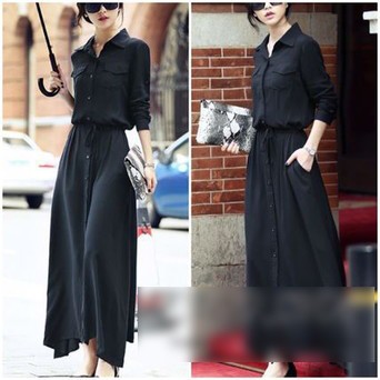 週間ランキング１位獲得 ワンピース シャツ ロング シンプル シック 大人 ゆったり 体型カバー クール 還元祭 Lovemesomegadgets Com