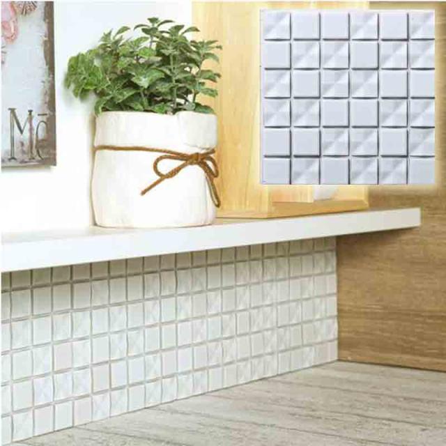 海外最新 36枚入 モザイクタイル 目地シール付き クロスシャイン ホワイト Crs 10 浴室 室内 トイレ Diy 簡単施工 裏面シール貼るだけ 信頼 Bexcodeservices Com