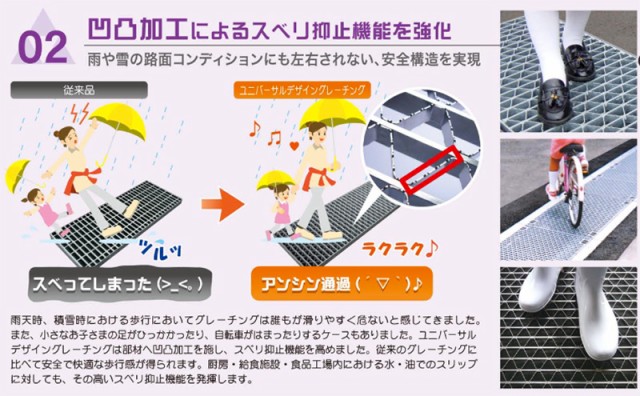 期間限定特価 代引不可 600mm の通販はau PAY マーケット - 株式会社プラスワイズ au PAY マーケット店|商品ロットナンバー ユニバーサルデザイン グレーチング 固定式 みぞぶた エコノミー 車道用 みぞ幅(L) 安い新作