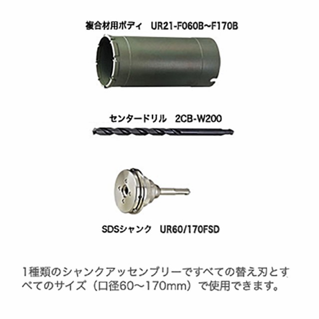 オンライン限定商品 ユニカ 多機能コアドリル 複合材用 ボディ 150mm UR21-F150B