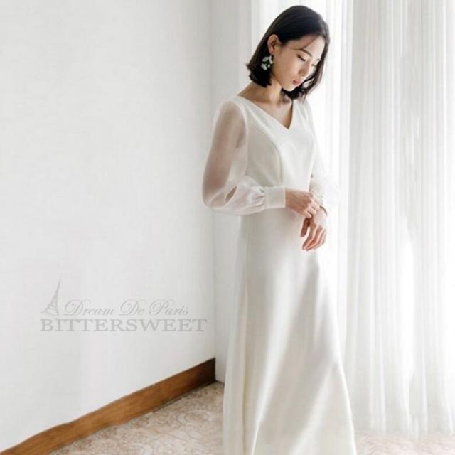 バーゲン 長袖 ウェディングドレス スレンダーライン オーダーメイド可能 ウエディングドレス ファスナータイプ Xs Xxl Wd253jx 売り切れ必至 Mawaredenergy Com