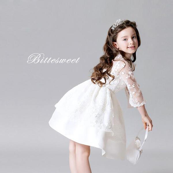 現金特価 子供 ドレス 七分袖 発表会 ワンピース お出かけ 女の子 こどもドレス ファスナー ホワイト 110cm 160cm Dd10 Www Sawtalkaneseh Com
