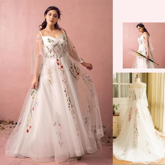 21新発 大きいサイズ ウェディングドレス Aライン トレーン ハートカット 編み上げ ホワイト ２xl ７xl