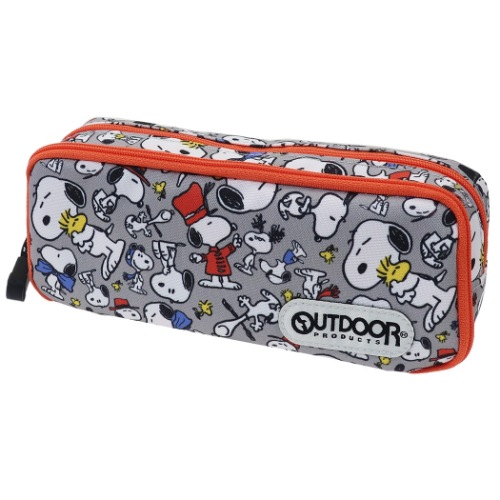 スヌーピー Outddorr 筆箱 ツインファスナー Box ペンケース グレー ピーナッツ 新学期準備雑貨 キャラクター