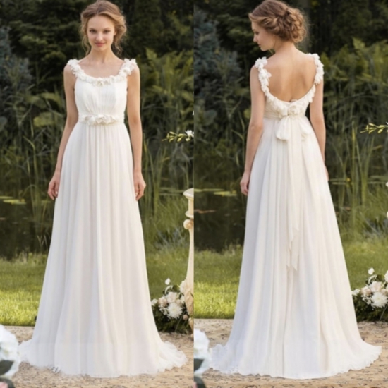 ラウンドネック ギリシャ女神調スリム シフォン ウェディングドレス 結婚式 ホワイトの通販はau Wowma ワウマ Yuzu Shibuya 商品ロットナンバー