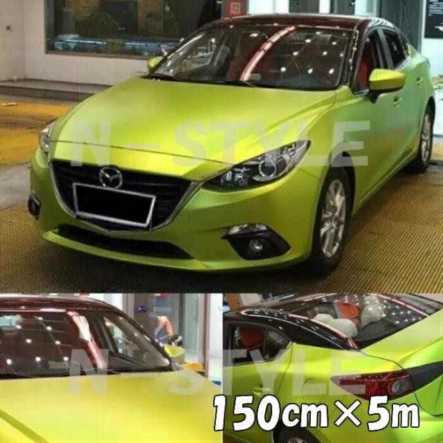 気質アップ アイス系カーラッピングシート マットクロームメタリック152ｃｍ 5m蛍光イエロー 艶消しメッキ カーラッピングフィルム 耐熱耐水曲 ナリタシ C8797bae Andersonareaymca Org