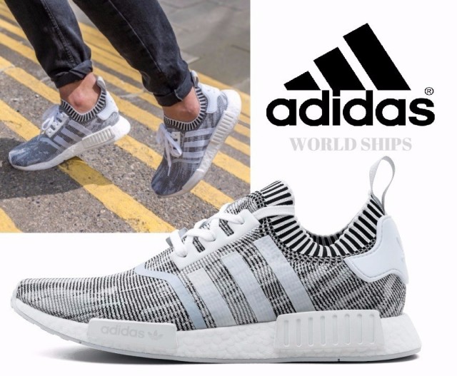 ★日本の職人技★ エヌエムディー アディダス スニーカー adidas Originals NMD R1 Primeknit ランニングホワイト/コアブラ, 光トレーディング f1c1fb39