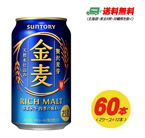 ランキング１位受賞 ビール類 新ジャンル サントリー 金麦 350ml 60本 2ケース