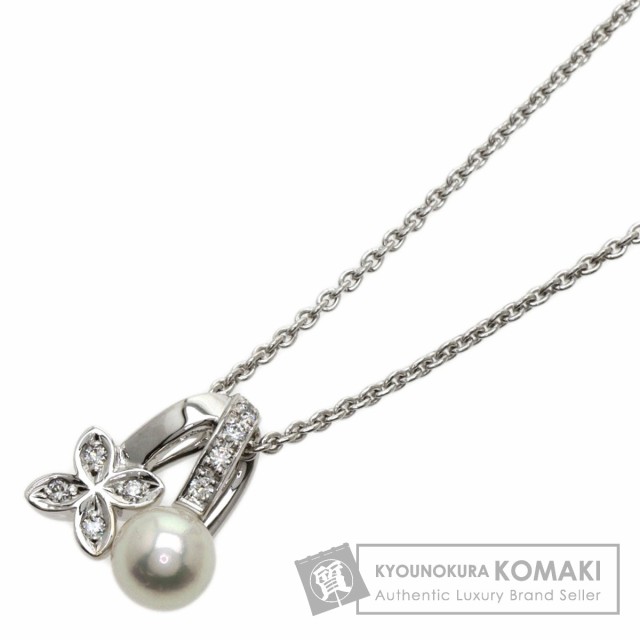 ミキモト MIKIMOTO アコヤパール 真珠 ダイヤモンド ネックレス K18ホワイトゴールド 中古