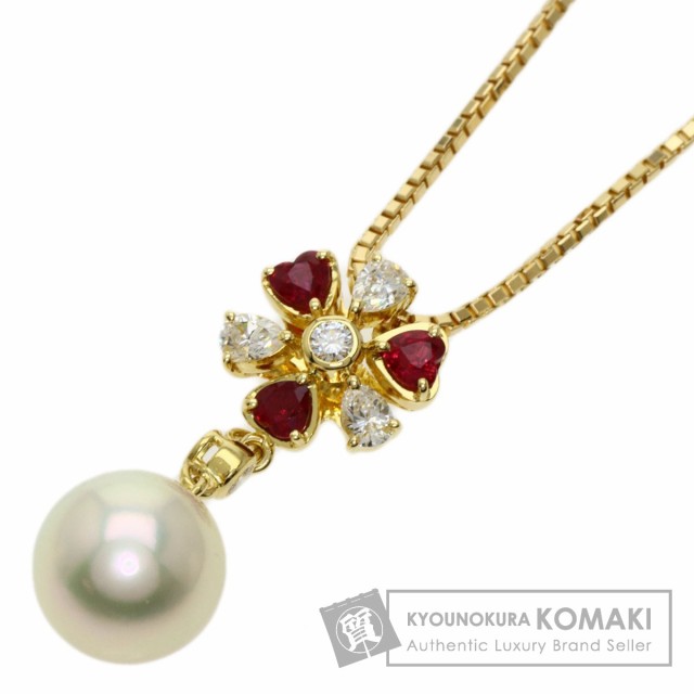 ミキモト MIKIMOTO アコヤパール 真珠 ルビー ダイヤモンド ネックレス 中古