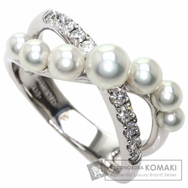 ミキモト MIKIMOTO パール 真珠 ダイヤモンド リング・指輪 K18ホワイトゴールド 中古