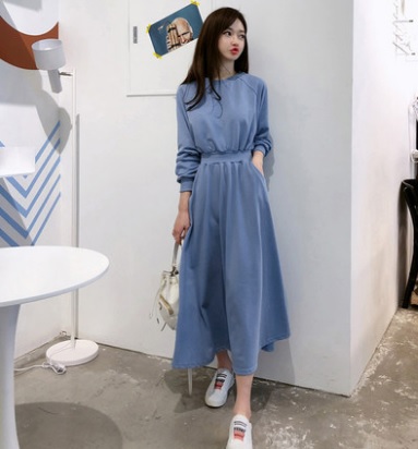 定番人気 フレアワンピース 暖かい 細見え 綿 裏起毛 秋冬 普段使い ルーム お出かけ デート 黒 ブルー ピンク アプリコット グレー ラウンドネッ 豪華 Centrodeladultomayor Com Uy