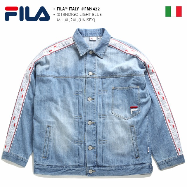 スプリングフェア フィラ Fila デニムジャケット Fm9422 メンズ レディース アウター 長袖 Gジャン ジージャン かっこいい おしゃれ 定番ロゴ 袖ライン 超人気の Centroprofesorjuanbosch Com