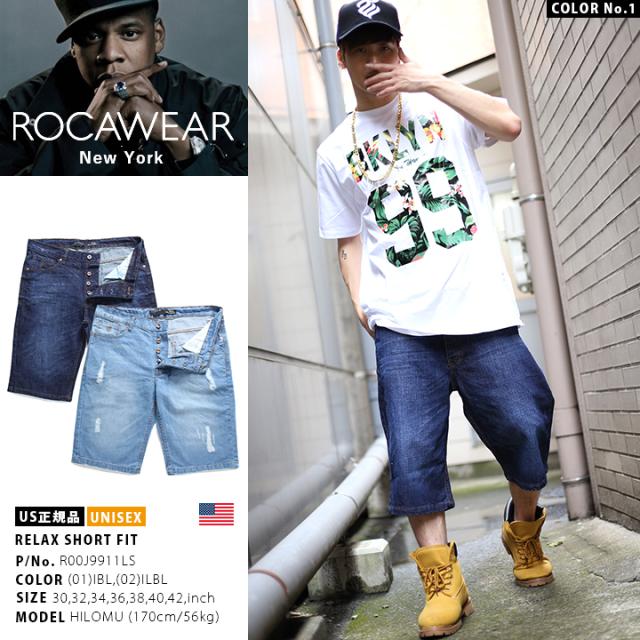 おすすめ Rocawearハーフパンツデニムメンズレディース春夏用インディゴブルーロカウェアジーパンgパンゆったり太めパンツおしゃれかっこいい無地 人気満点 Lovemesomegadgets Com