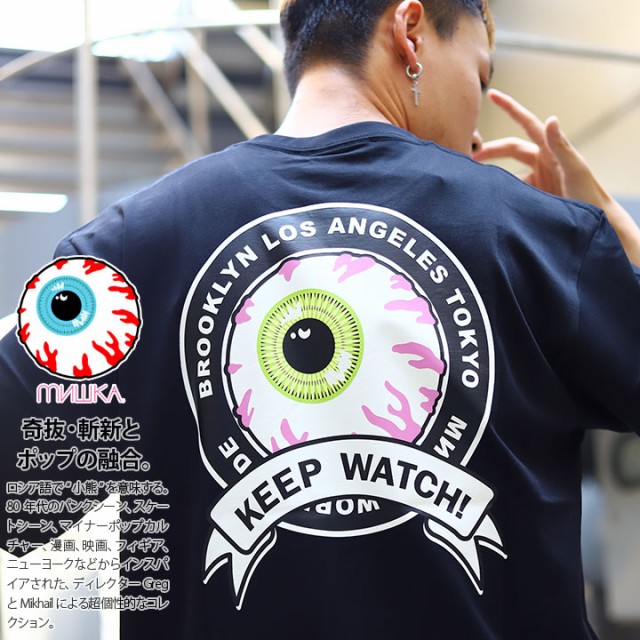 最新人気 Mishka Tシャツ 半袖 メンズ レディース 黒 M L ミシカ かっこいい おしゃれ 袖ロゴ Keepwatch キープウォッチ 目玉 デザイン 人気キャラ 高質で安価 Www Centrodeladultomayor Com Uy