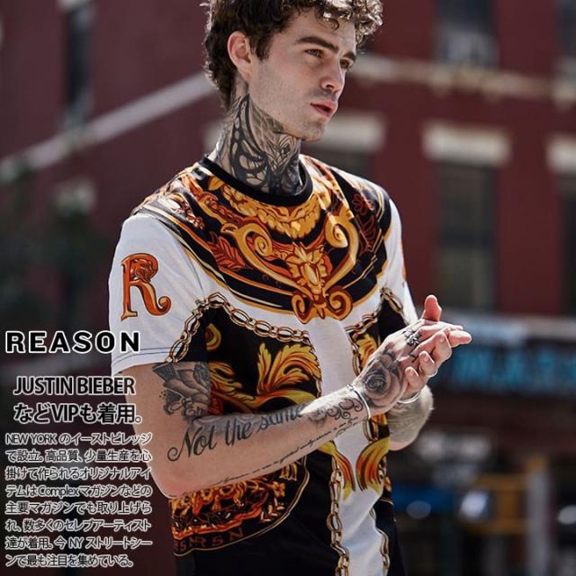 ブランドショッパー付き Reason Tシャツ 半袖 メンズ レディース 春夏用 白 Sサイズ リーズン おしゃれ かっこいい バロック 彫刻 花柄 ゴールドチェーン スカル 初回限定 Carlavista Com