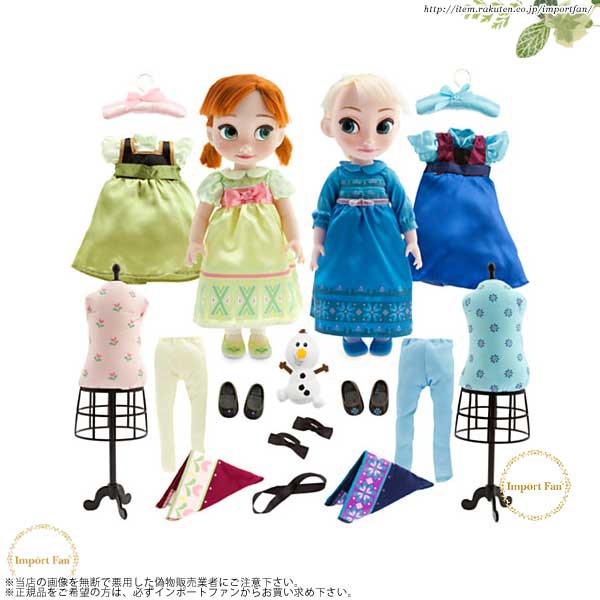 ディズニーストア海外正規品 アナと雪の女王 エルサ アナ トドラー 子供時代 ドール フィギュア 着せ替えセット Disney ディズニー の