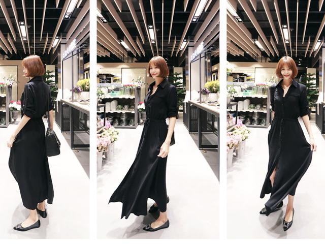 ロングワンピース シャツワンピース ワンピース レディース ロング 黒 無地 きれいめ かっこいい 大人 シンプル おしゃれ シャツ ハイウの通販はau Pay マーケット Marmelo Sunnyday 商品ロットナンバー