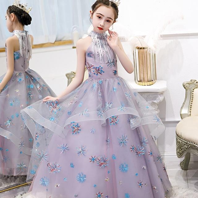 子供 ドレス ロング マキシ丈 セール 特集 プリンセス 大人っぽい パープル キッズドレス ピアノ 女の子 可愛い 発表会 誕生日