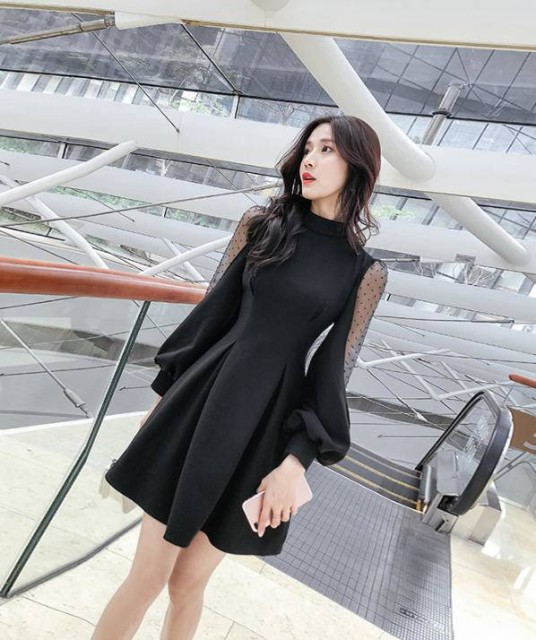 21年春夏再販 即納 ワンピース パーティードレス シースルー レース ドット柄 フレア ミニ丈 フェミニン オルチャン 韓国 ファッション おしゃれ フ Saleアイテム Conetica Com Mx