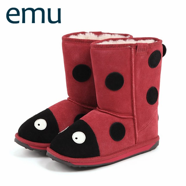 エミュ Emu ブーツ キッズブーツ オンライン限定商品 シープスキン Red Little Ladybird レッド Creature