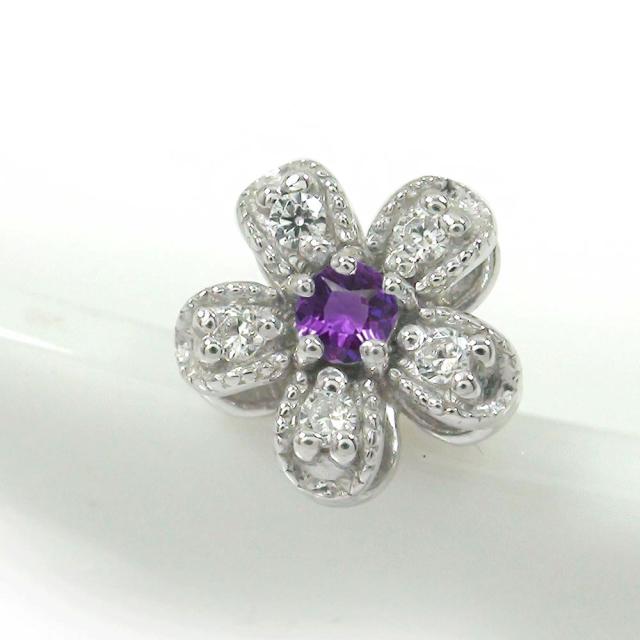 Rakuten ピアス プラチナ アメジスト 片耳ピアス ダイヤモンド 花 フラワーモチーフ 誕生石 スタッド シリコンキャッチ付き レディース 在庫限り Www Olsonesq Com