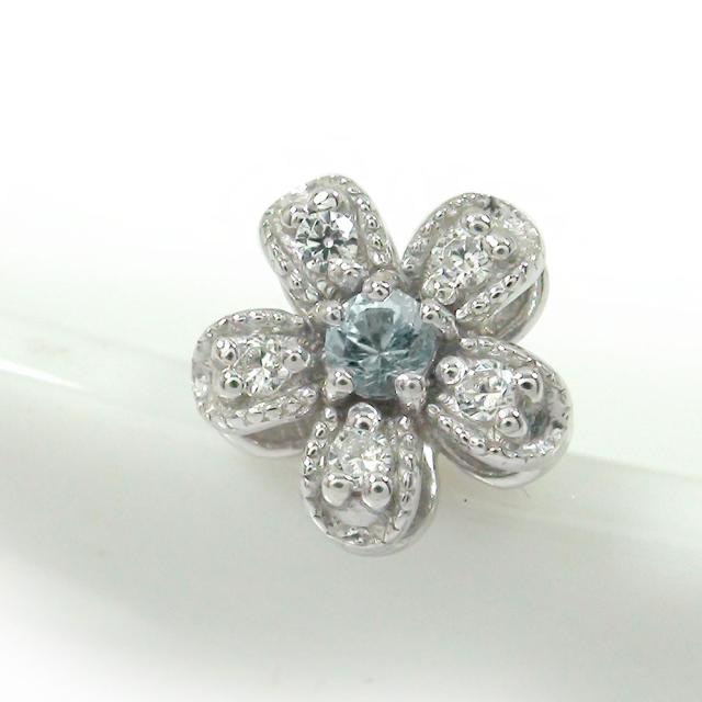 総合ランキング1位 ピアス プラチナ アクアマリン 片耳ピアス ダイヤモンド 花 フラワーモチーフ 誕生石 スタッド シリコンキャッチ付き レディース 還元祭 Sylvaniatownshippolice Com