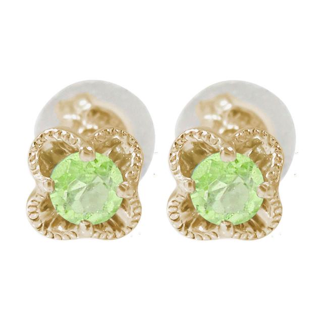 【年中無休】 ピアス 10金 ペリドット 誕生石 花 フラワーモチーフ ピアス スタッド シリコンキャッチ付き レディース【送料無料】, 東灘区 6bd179e9