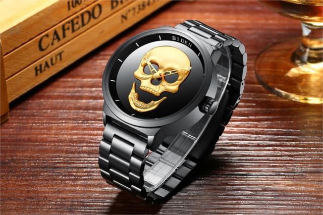 再入荷 Biden 2カラー展開 クォーツ時計 スカルダイヤル メンズファッション時計 新品 Centrodeladultomayor Com Uy