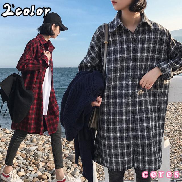上ロング ネルシャツ レディース 人気のファッション画像