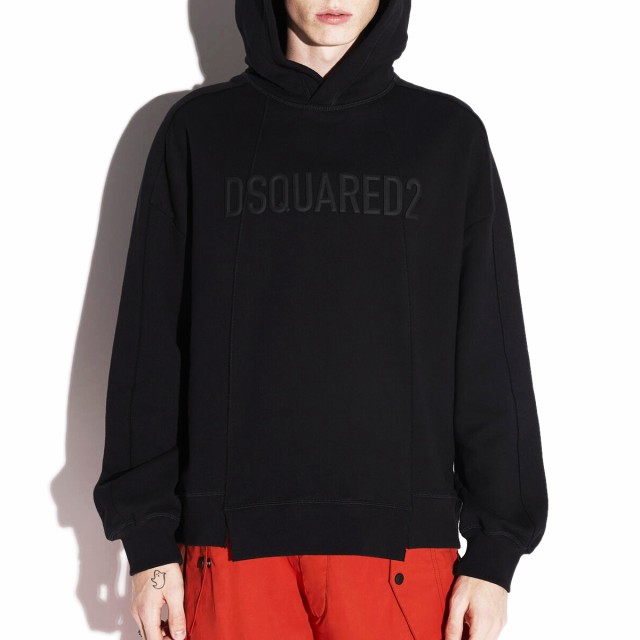 送料無料!!DSQUARED2 ディースクエアード S74GU0553 S25516 ブラック ロゴ スウェット プルオーバー パーカーの通販