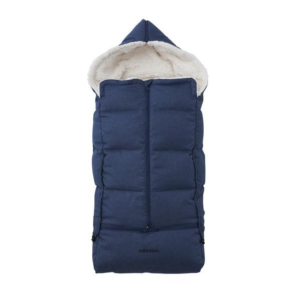 配送員設置送料無料 Airbuggy ダウンフットマフ ベーシックライン アースブルー ベビーカーオプション 魅力的な Prawasnow In