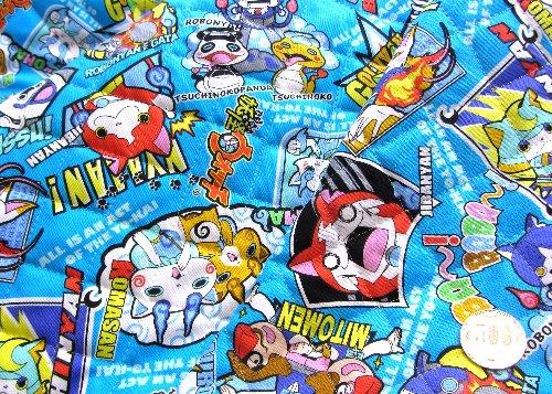 Q キルト キャラクター キルティング 生地 はぎれ 妖怪ウォッチ ブルー 9 40cm レビューを書けば送料当店負担