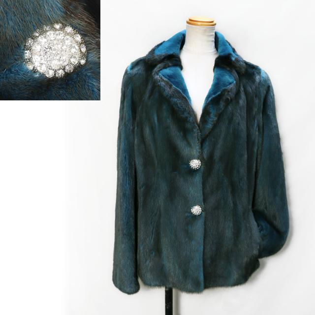 中川町 ミンク ファー コート ブルー エメラルドグリーン ジャケット Oriana Fur ボタンキラキラ レディース ギフト プレゼント